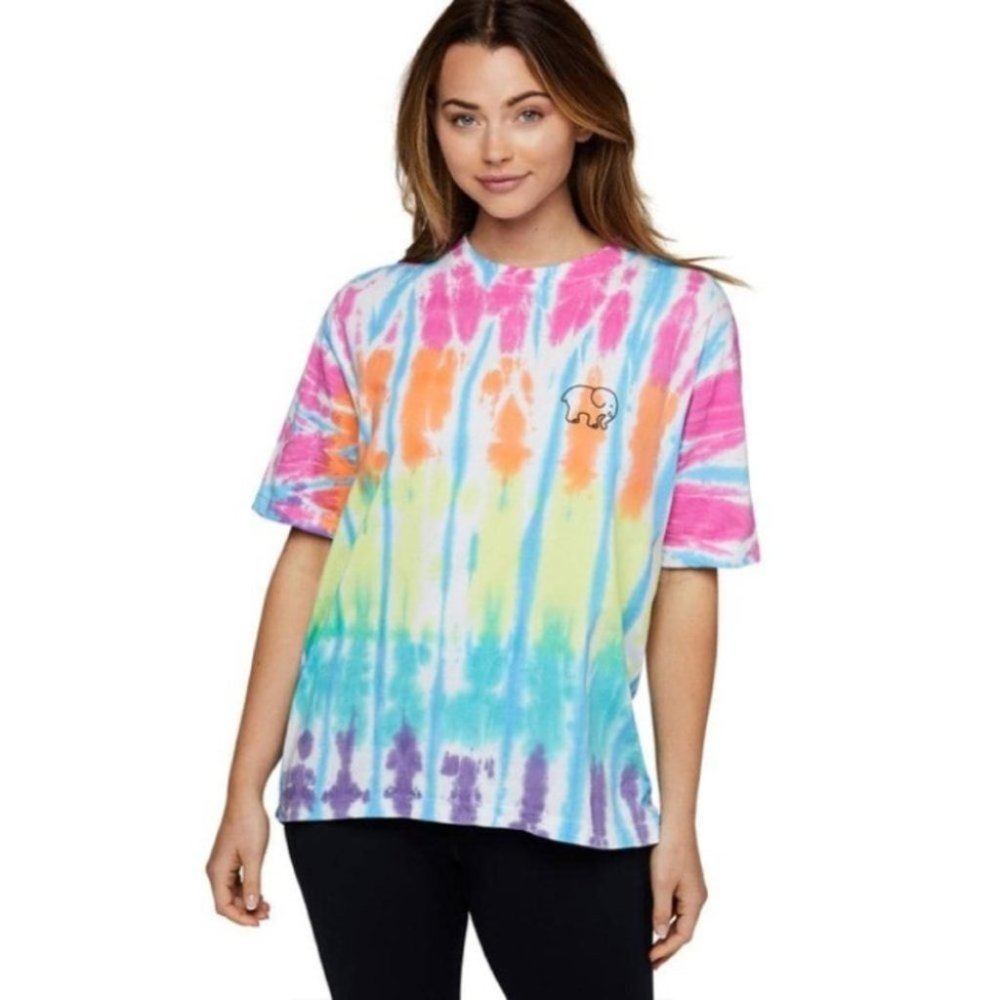 Ivory Ella Rainbow Stripe Tie Dye Oversized Shirt